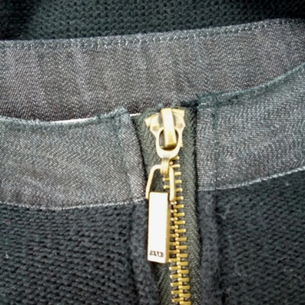 Allison Daley 100% Cotton Black Knit Denim Trim Full Zip Light Jacket L
